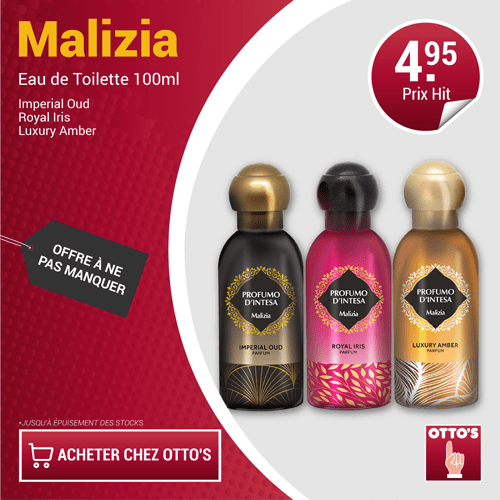 Offre à ne pas manquer : Malizia EDT à CHF 4.95 du 18 au 30/08 dans les magasins Otto’s et en ligne !