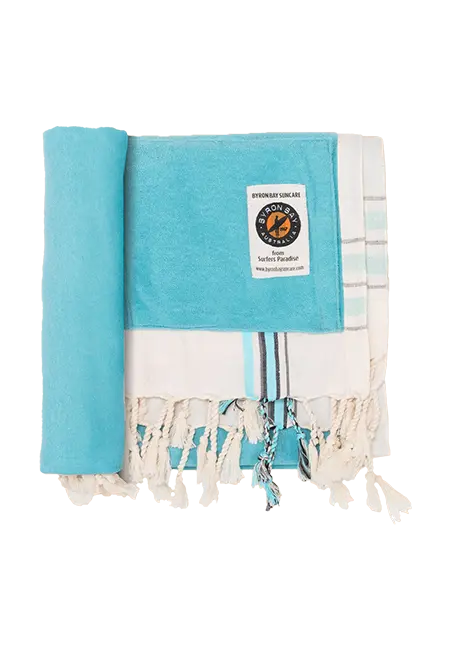 Byron Bay telo mare Kikoy Beige e Blu