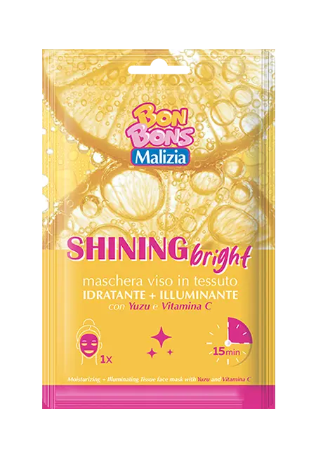 Malizia BonBons maschera viso in tessuto idratante e illuminante 25ml