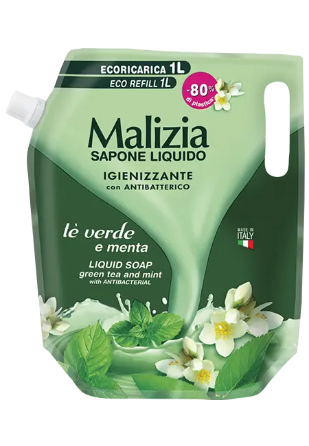 Malizia Famiglia sapone liquido Tè Verde e Menta ricarica 1000ml