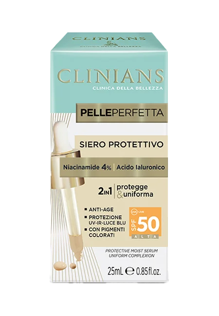 Clinians Pelle Perfetta siero viso Niacinamide e Acido Ialuronico SPF50+ 25ml